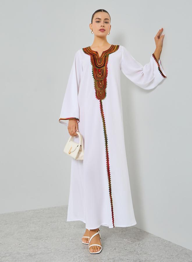 Maxim Creation White Embroidered A-Line Jalabiya - Image 5